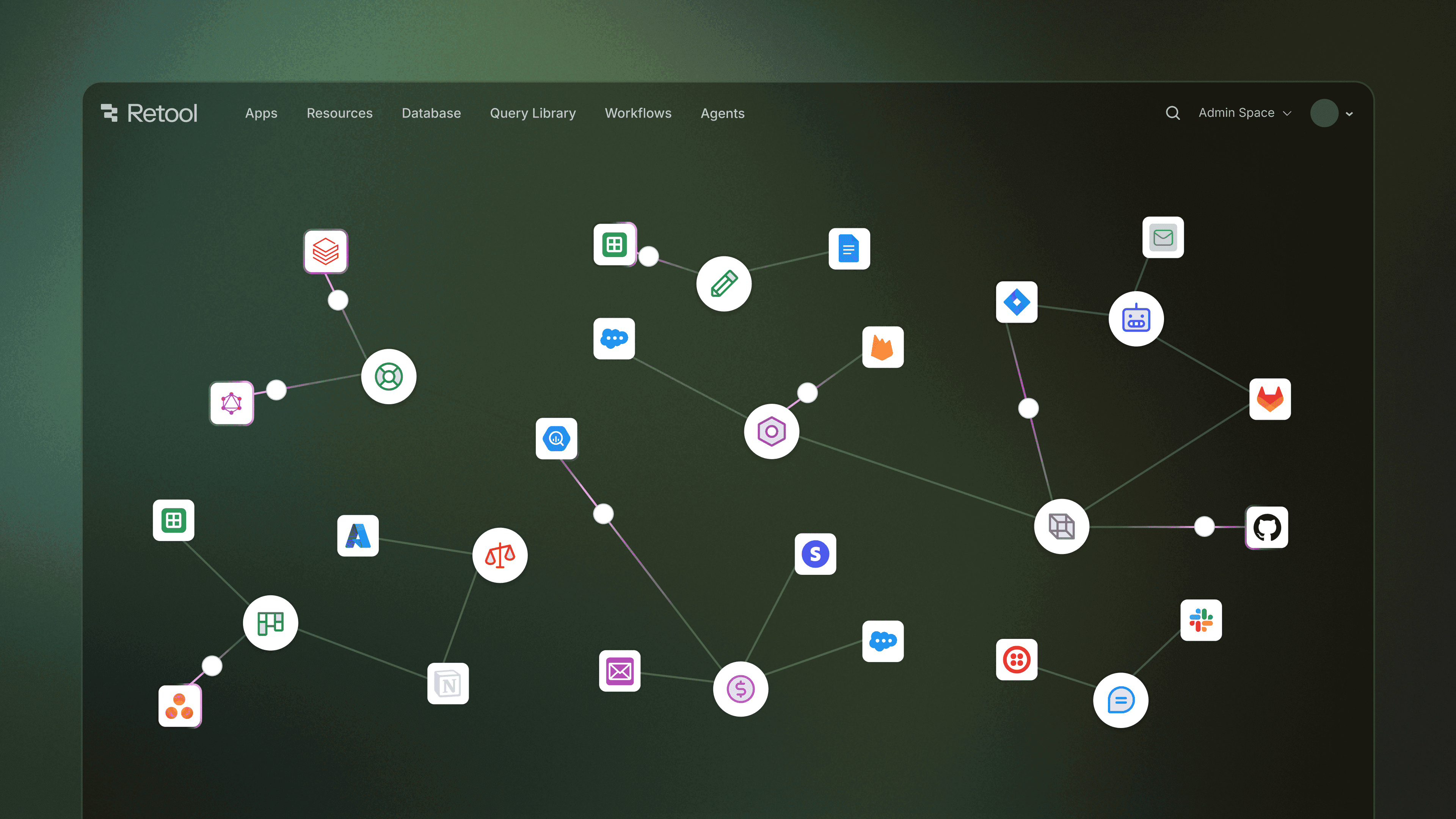 Illustration of a web of connected apps