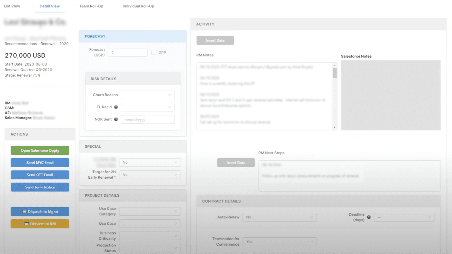 Customer details dashboard