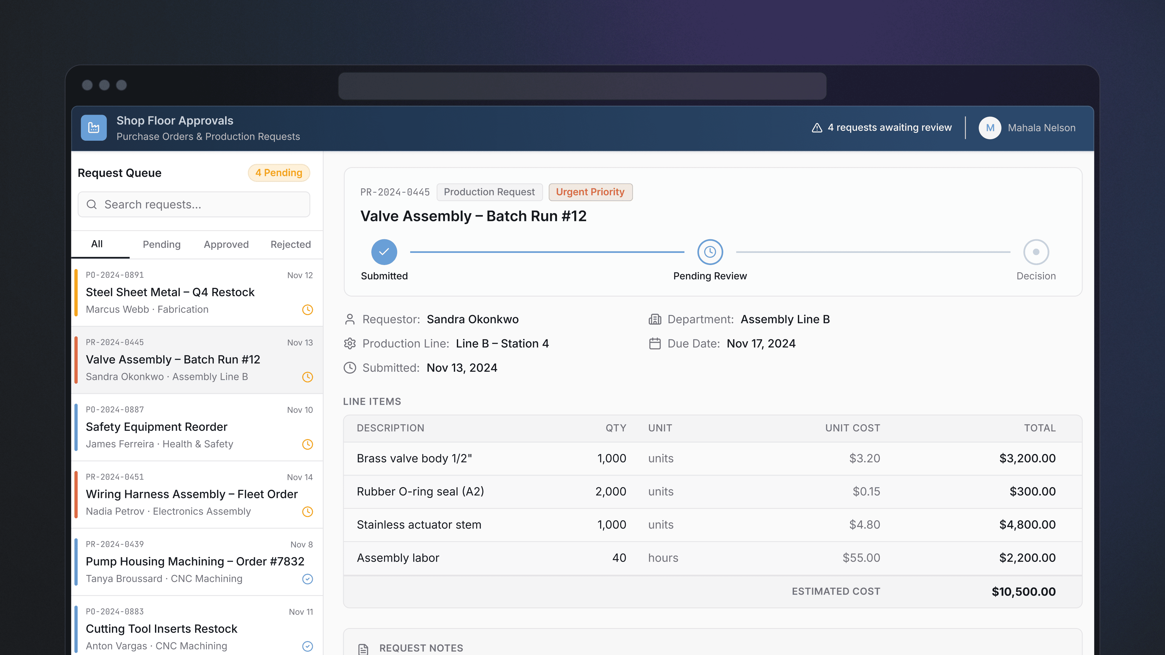 A Retool app showing purchase orders