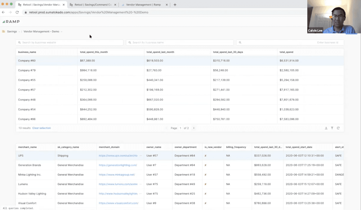 Ramps original vendors dashboard