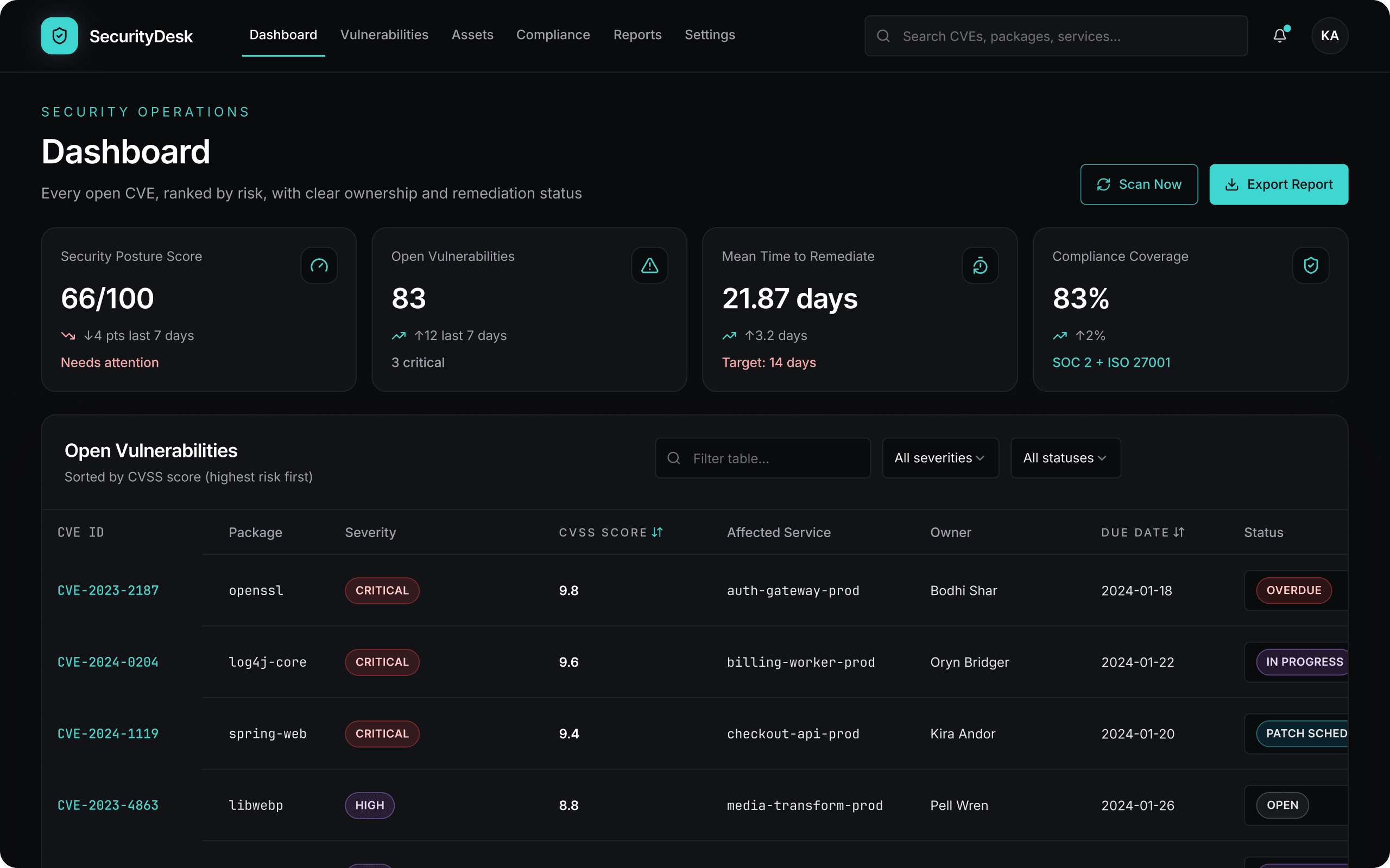Security operations console app screenshot