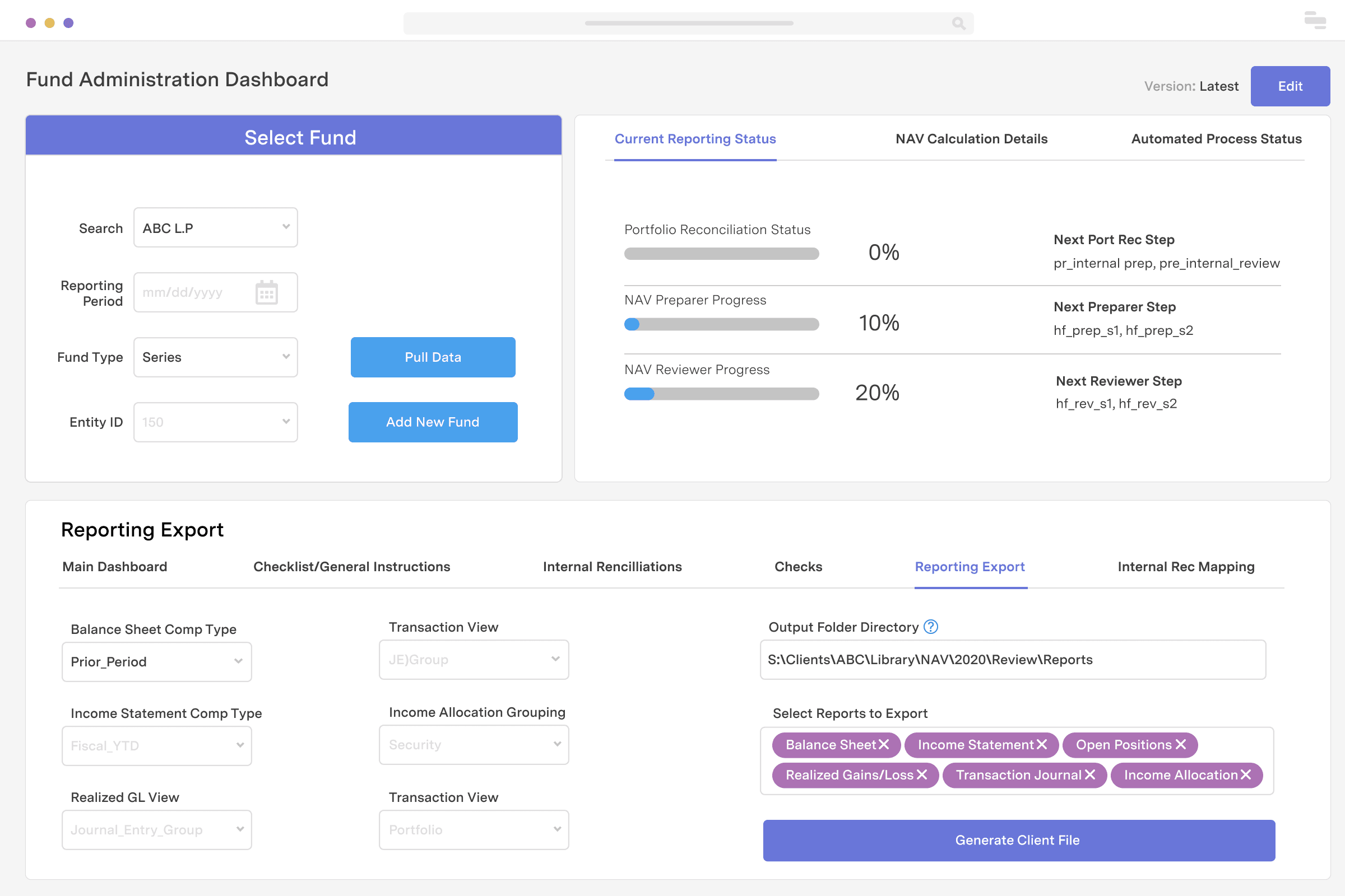 Fund management tool
