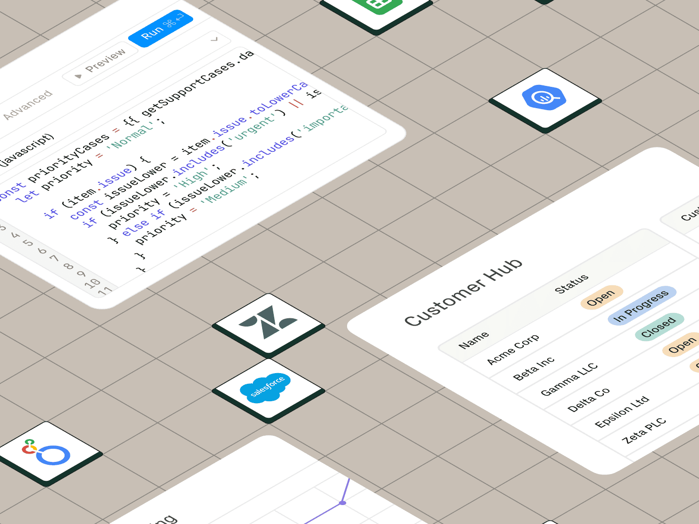 A grid view of various Retool apps and integrations