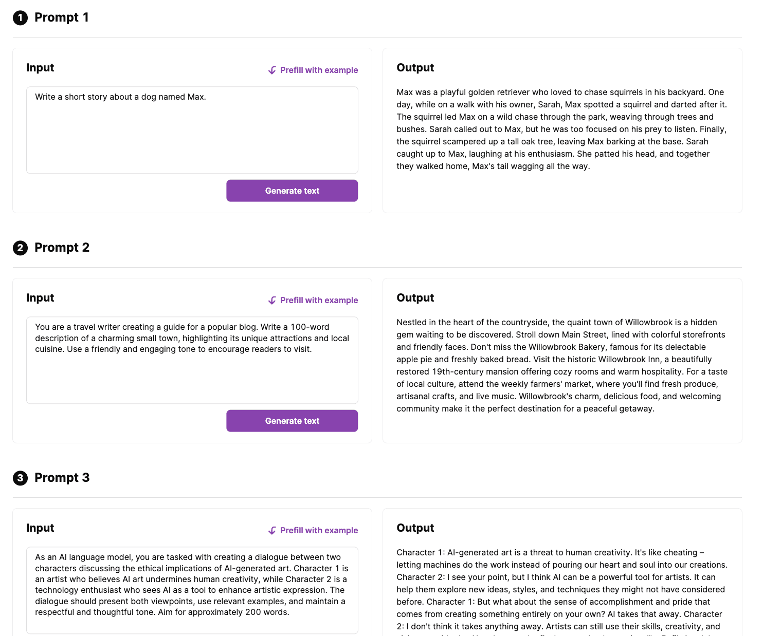 Examples of test prompt engineering in Retool. Image courtesy of the author.