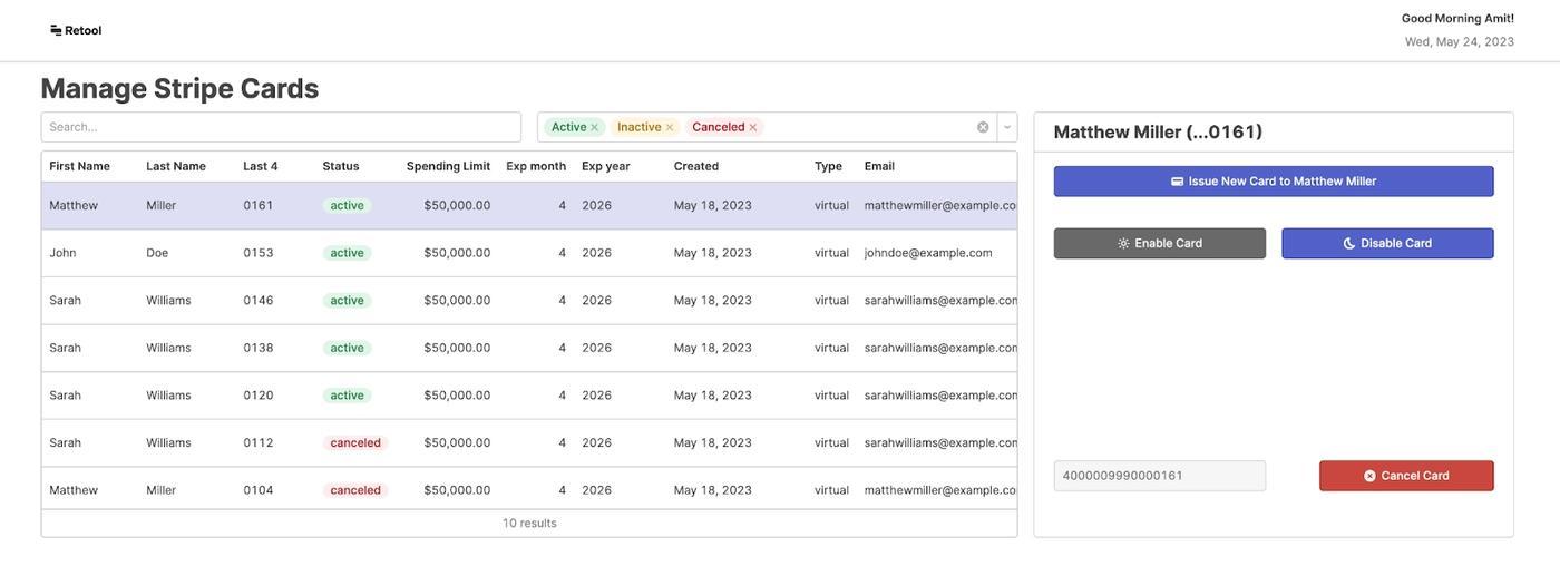 Manage Stripe cards with a custom Retool dashboard