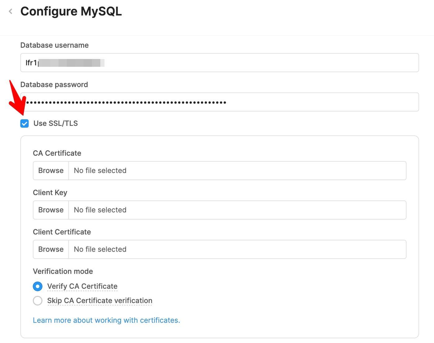 Enable SSL/TLS before attempting to connect to PlanetScale.