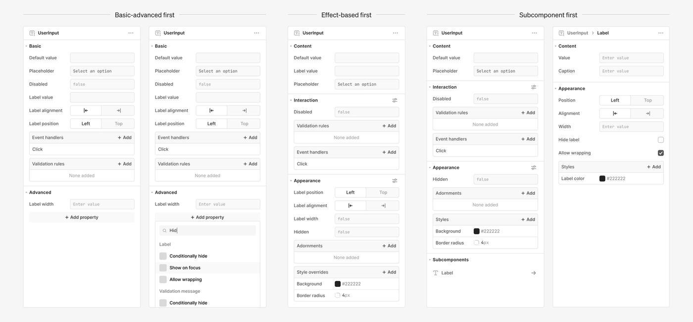 Low-fidelity UI sketches to represent potential IA directions