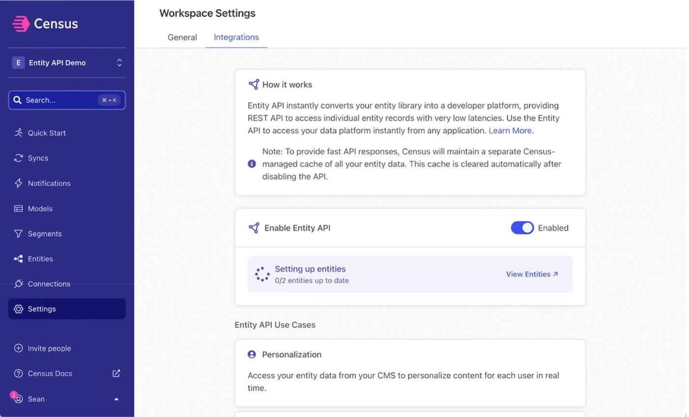 Enabling the Entity API in Census