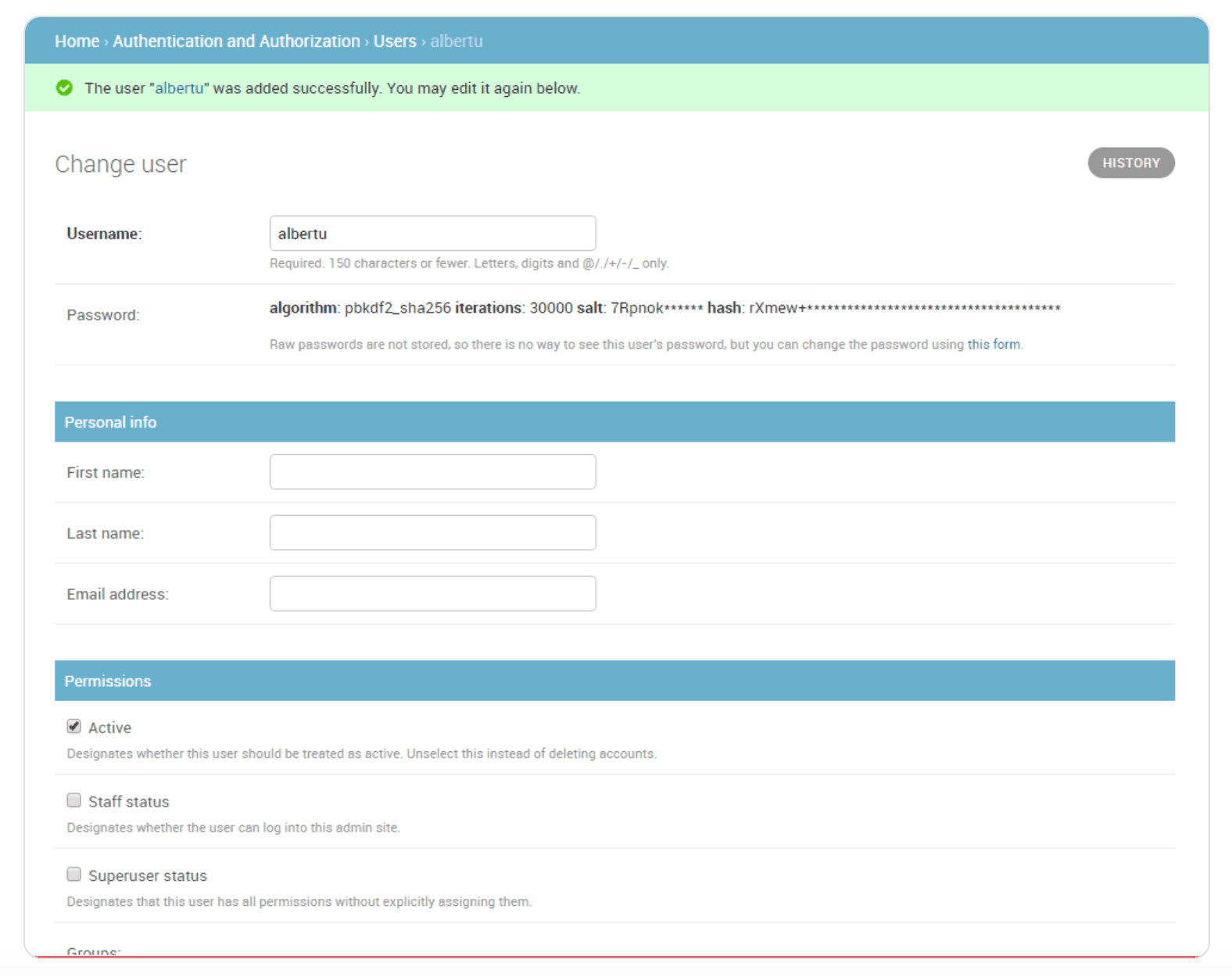 Modifying permissions in Django admin. Source: Mozilla