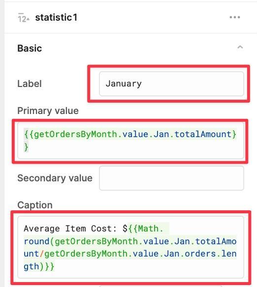 Setting the Primary value of the Statistics component to the total spend of the month