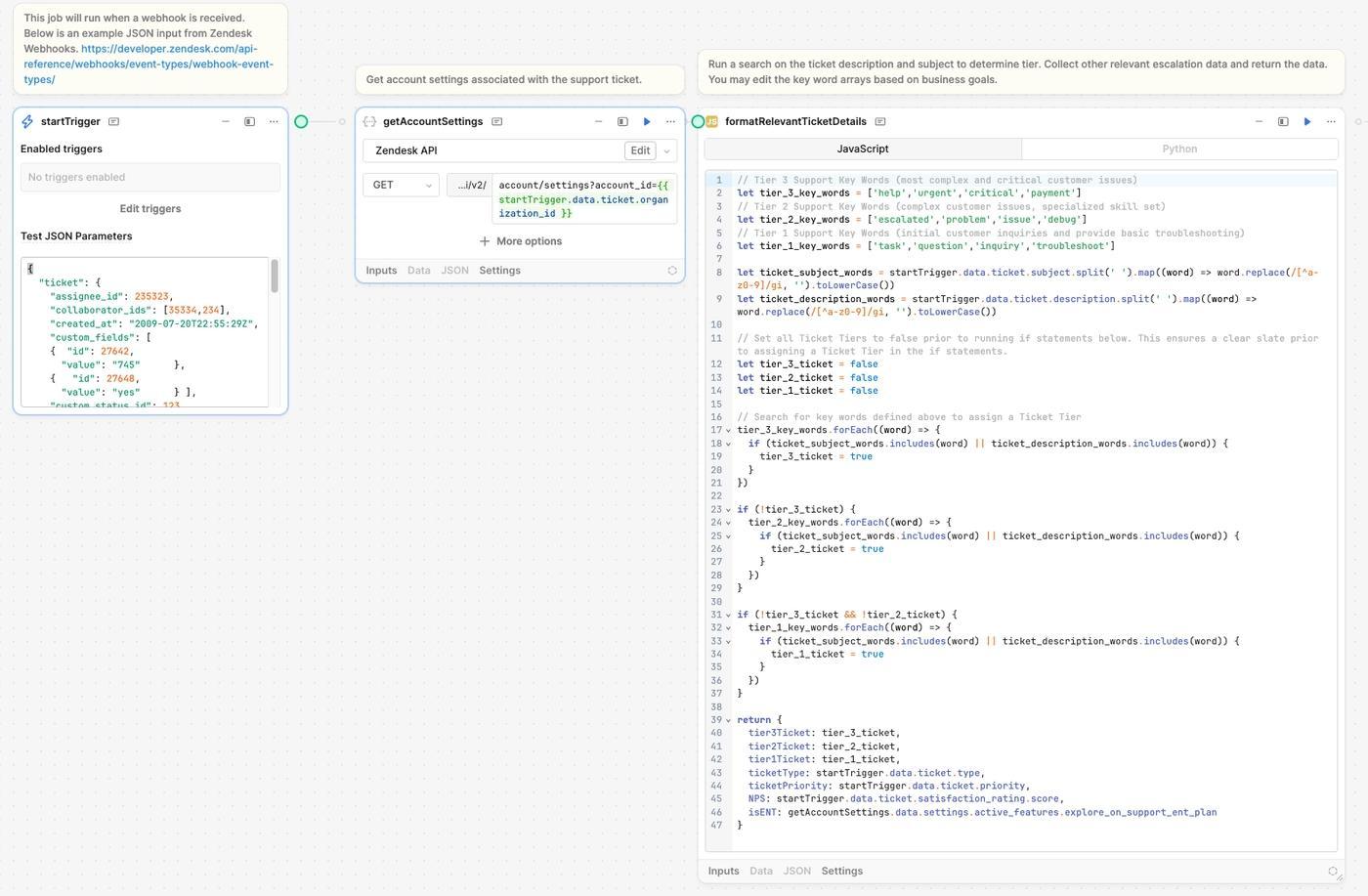 Steps 1–3 of the Retool workflow we built