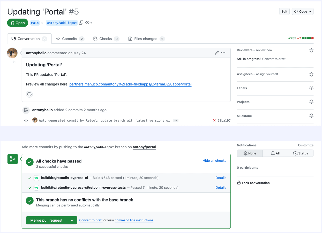 Cypress tests supported in Retool