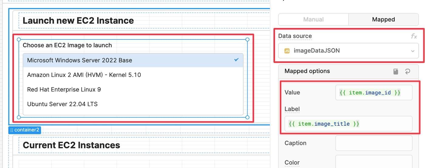 Setup the Listbox Component to display EC2 Image Data returned by imageDataJSON query