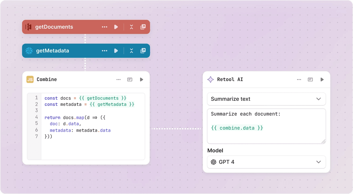 Build AI-powered workflows in Retool to automate manual tasks.