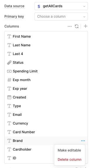 Hide or delete columns you don't want to display in the table