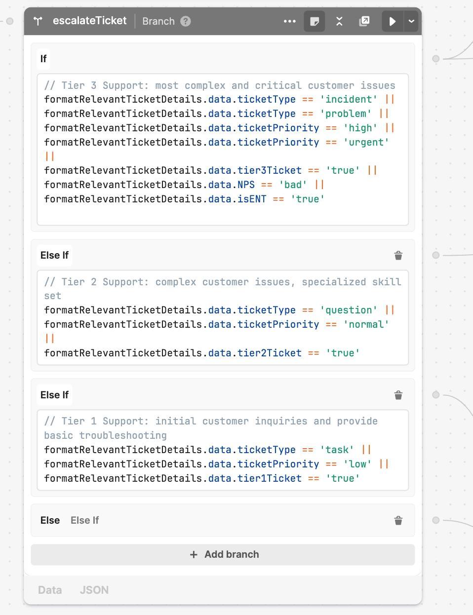 Step 4 of our Workflow branching logic