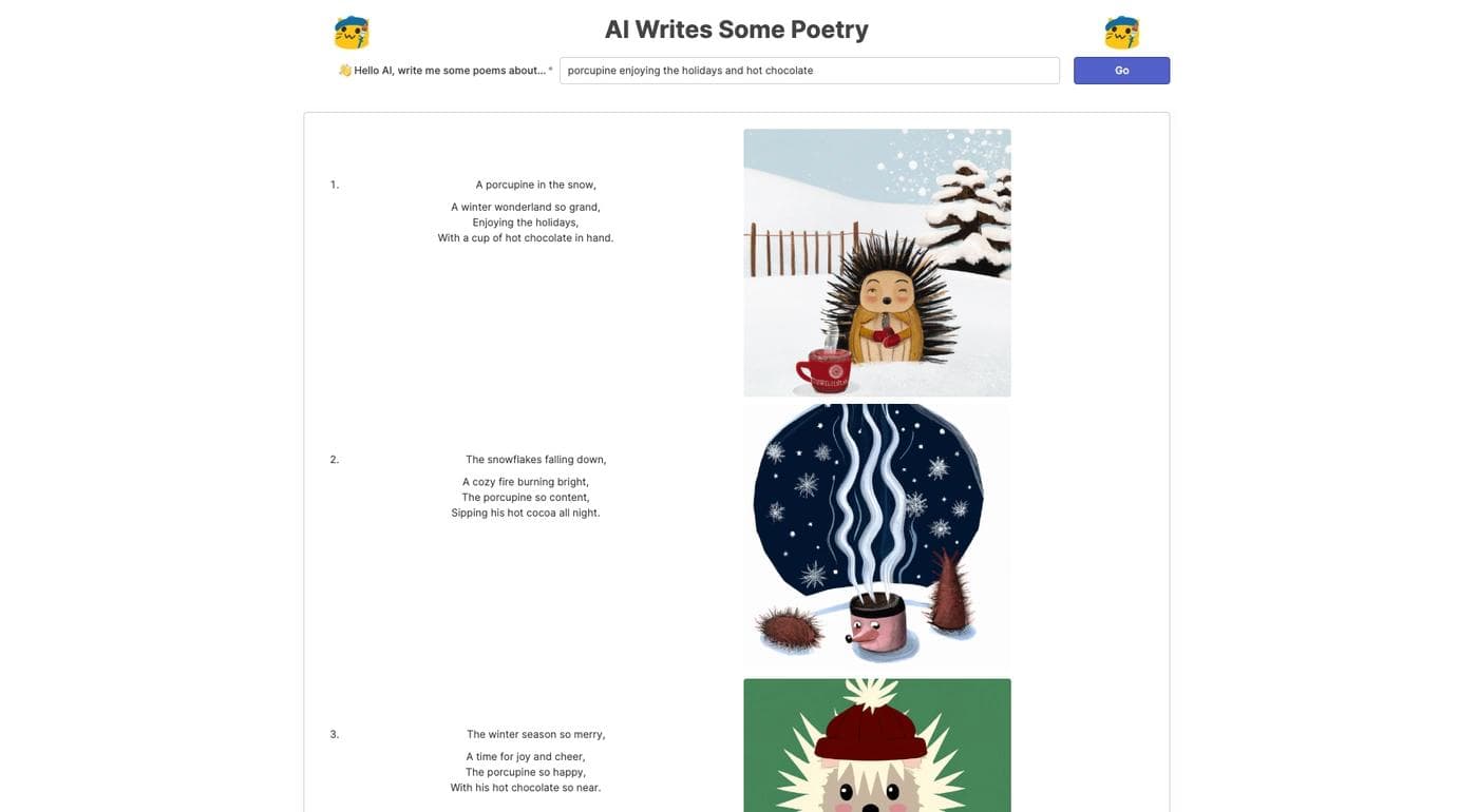 A Retool app that uses OpenAI's ChatGPT and DALL-E APIs to write some quatrain poetry.